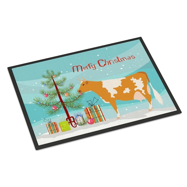Carolines Treasures Guernsey Cow Christmas Indoor or Outdoor Mat, 24 x 36 in. BB9188JMAT - main